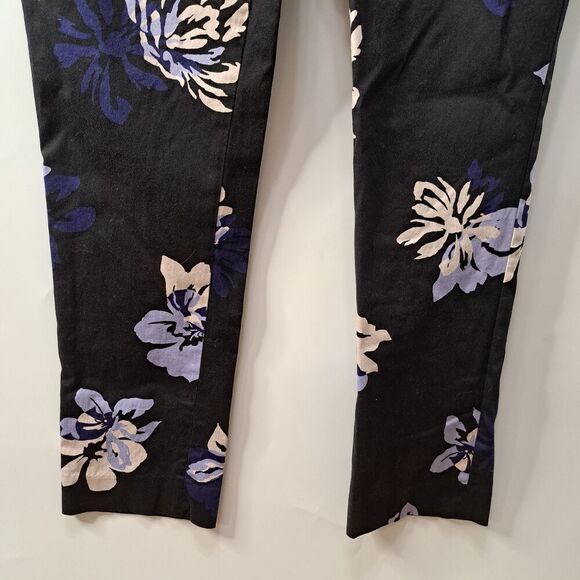 Banana Republic Womens Black Blue Floral Ryan Straight Leg Casual Pants Size 8 - Picture 4 of 7